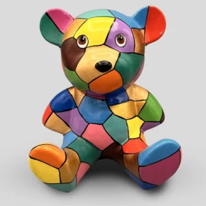 orso in ceramica seduto di colore arlecchino di Natural Style.
