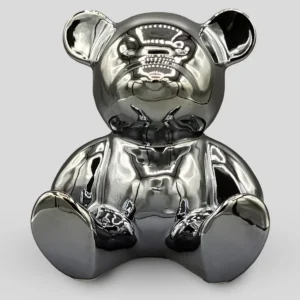 orso in ceramica in posizione seduto di colore night blue pearl.