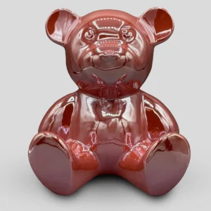 orso seduto in ceramica di colore Pink Pearl di Natural Style.