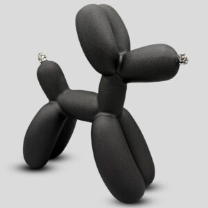 cagnolino in ceramica in versione black mat con swarovski su muso e coda